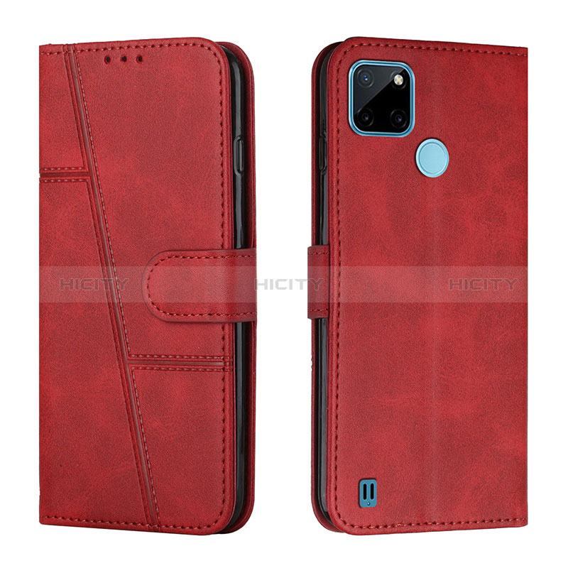 Coque Portefeuille Livre Cuir Etui Clapet Y01X pour Realme C21Y Rouge Plus