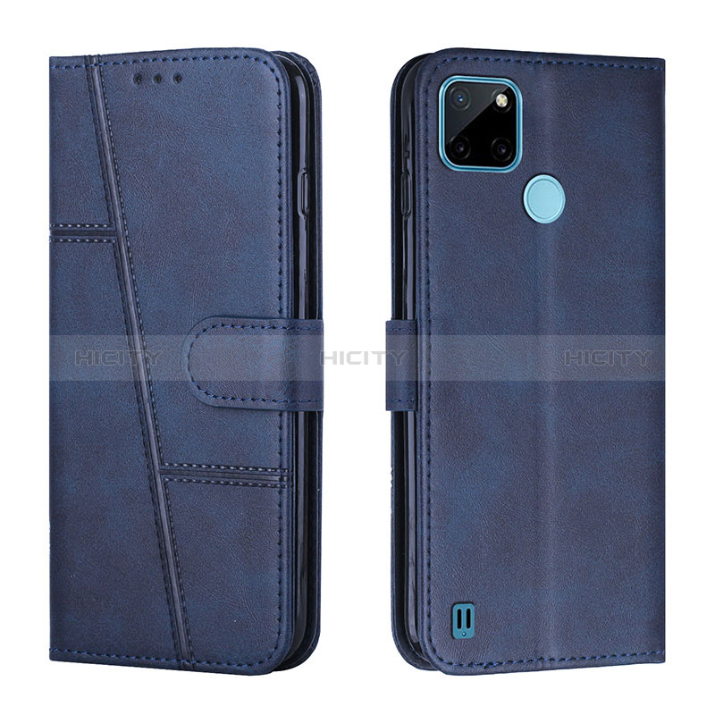 Coque Portefeuille Livre Cuir Etui Clapet Y01X pour Realme C25Y Bleu Plus