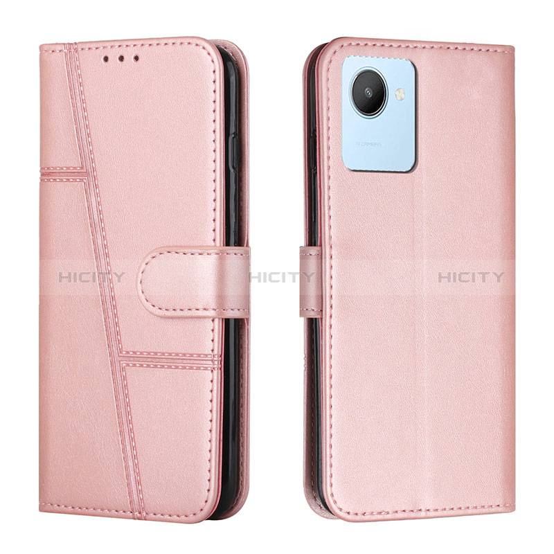 Coque Portefeuille Livre Cuir Etui Clapet Y01X pour Realme C30 Or Rose Plus