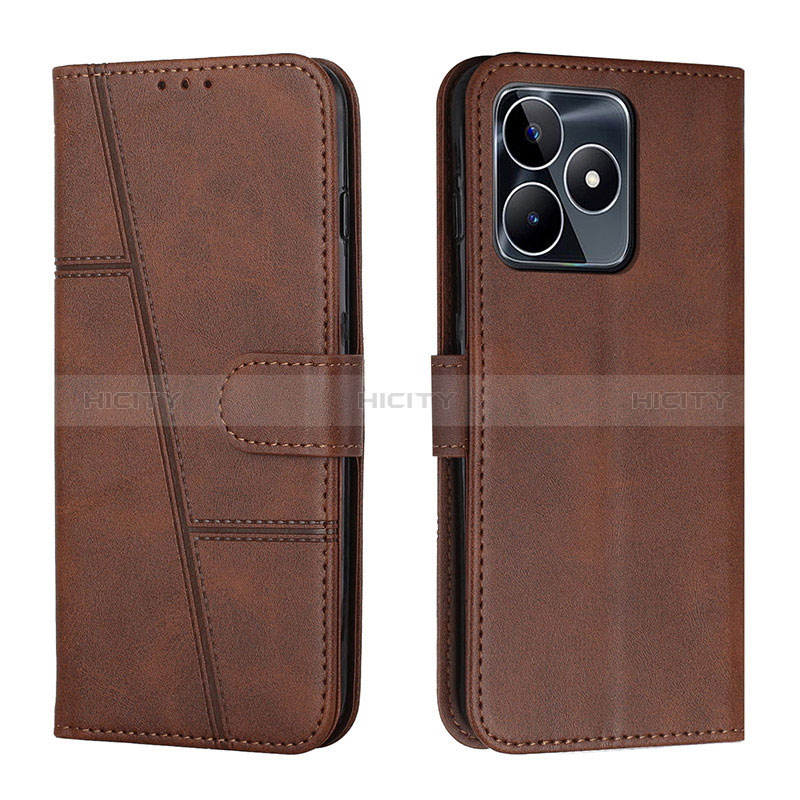 Coque Portefeuille Livre Cuir Etui Clapet Y01X pour Realme C53 India Marron Plus