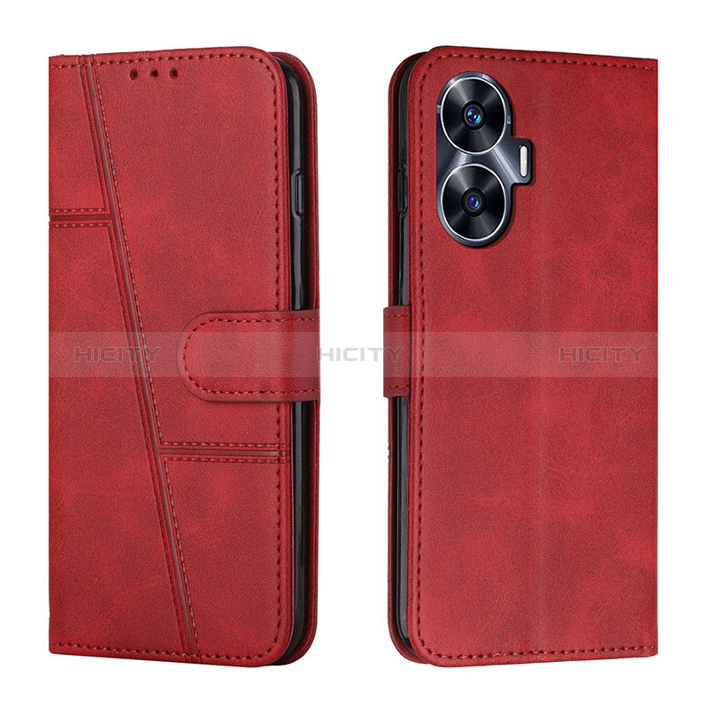 Coque Portefeuille Livre Cuir Etui Clapet Y01X pour Realme C55 Rouge Plus