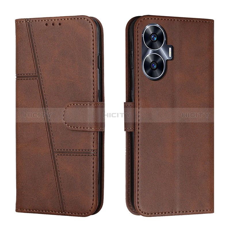 Coque Portefeuille Livre Cuir Etui Clapet Y01X pour Realme Narzo N55 Marron Plus