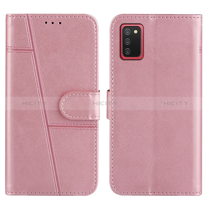 Coque Portefeuille Livre Cuir Etui Clapet Y01X pour Samsung Galaxy A02s Or Rose Plus