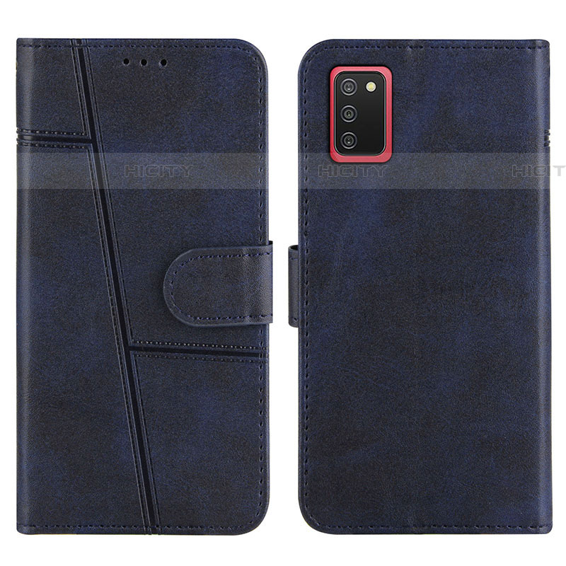 Coque Portefeuille Livre Cuir Etui Clapet Y01X pour Samsung Galaxy A03s Bleu Plus