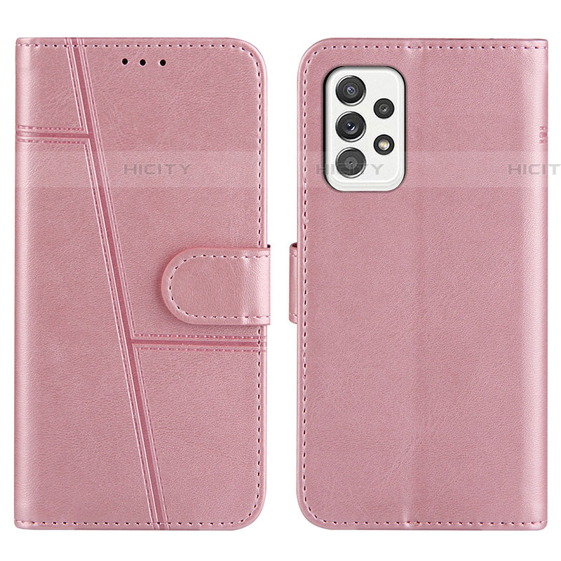 Coque Portefeuille Livre Cuir Etui Clapet Y01X pour Samsung Galaxy A52 5G Or Rose Plus