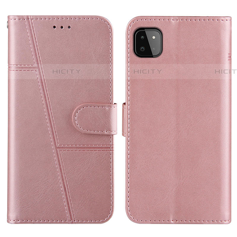 Coque Portefeuille Livre Cuir Etui Clapet Y01X pour Samsung Galaxy F42 5G Or Rose Plus