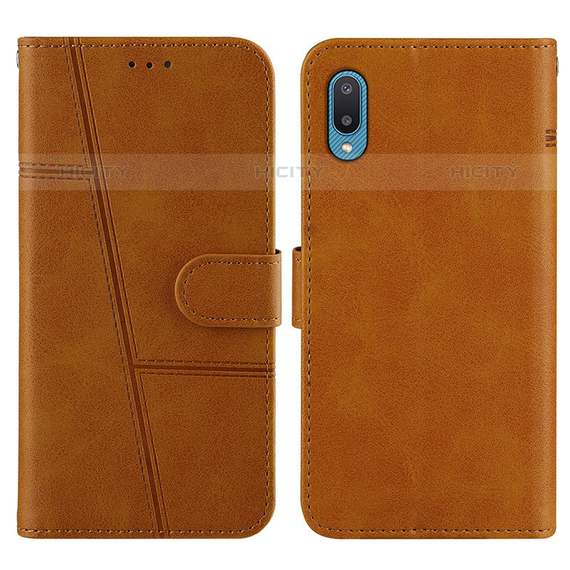 Coque Portefeuille Livre Cuir Etui Clapet Y01X pour Samsung Galaxy M02 Brun Clair Plus