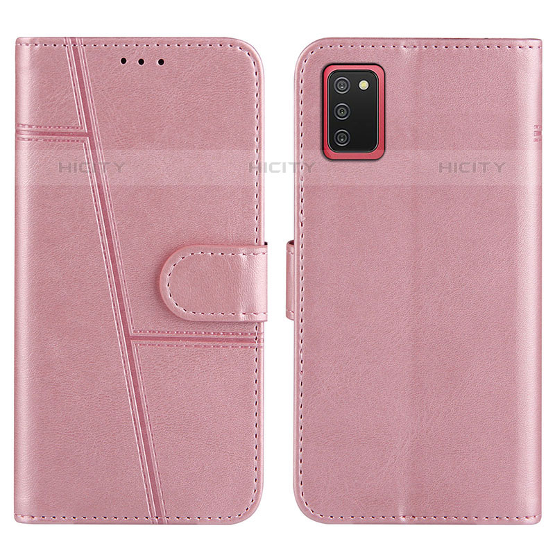 Coque Portefeuille Livre Cuir Etui Clapet Y01X pour Samsung Galaxy M02s Or Rose Plus