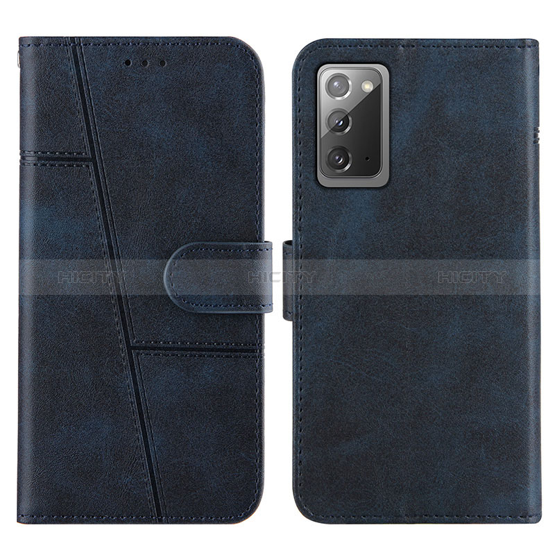 Coque Portefeuille Livre Cuir Etui Clapet Y01X pour Samsung Galaxy Note 20 5G Bleu Plus