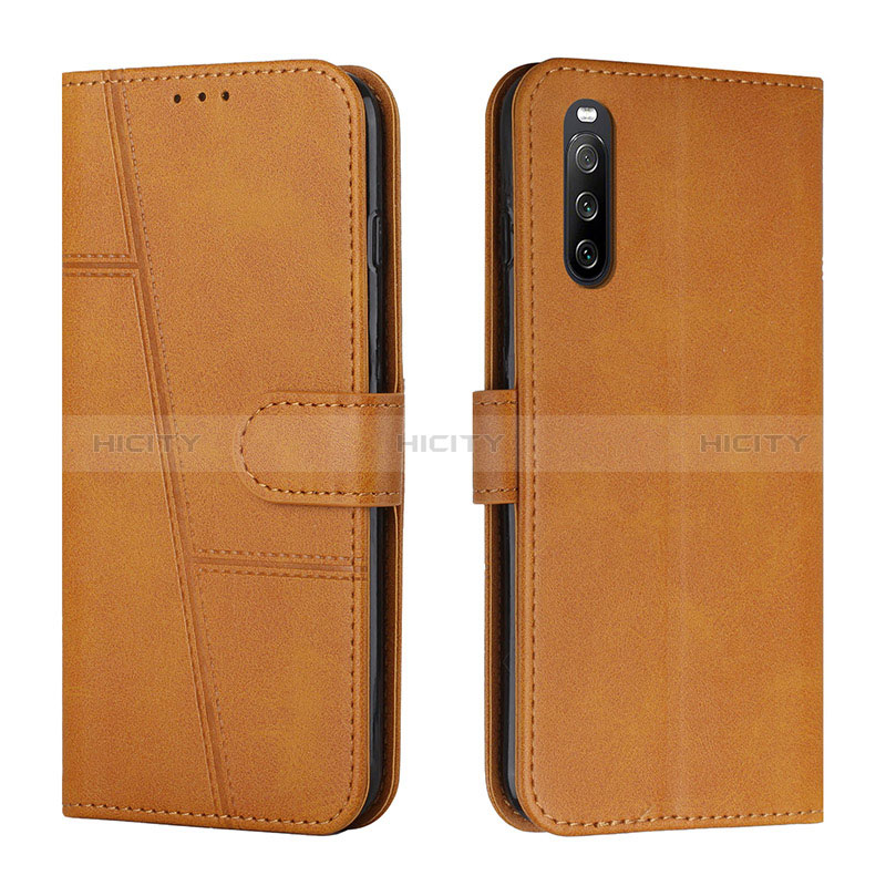 Coque Portefeuille Livre Cuir Etui Clapet Y01X pour Sony Xperia 10 IV SO-52C Brun Clair Plus