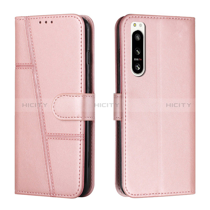 Coque Portefeuille Livre Cuir Etui Clapet Y01X pour Sony Xperia 5 IV Or Rose Plus