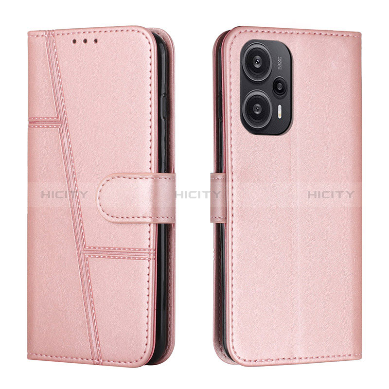 Coque Portefeuille Livre Cuir Etui Clapet Y01X pour Xiaomi Poco F5 5G Or Rose Plus