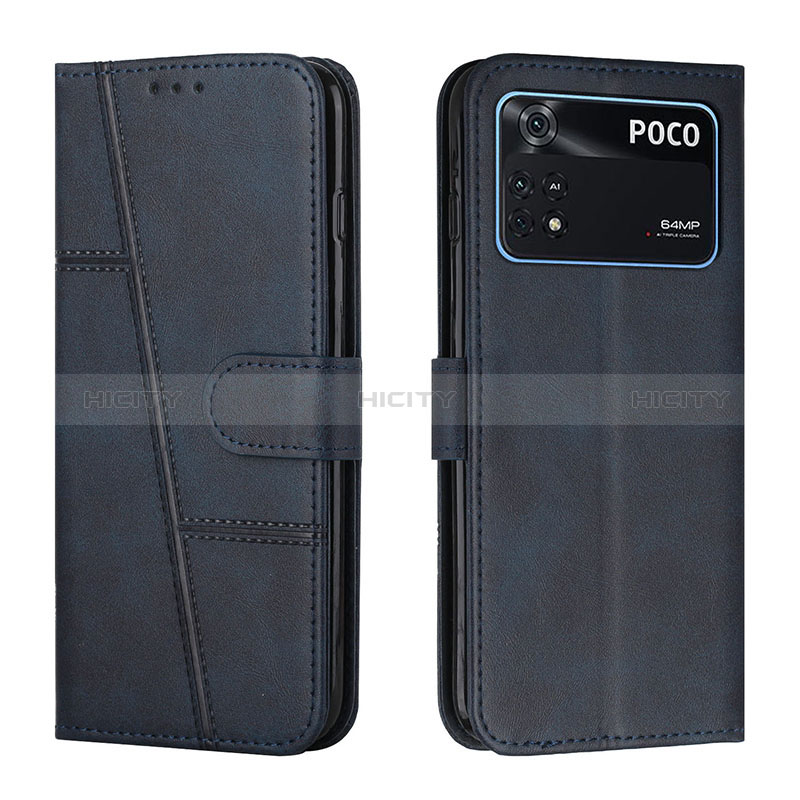 Coque Portefeuille Livre Cuir Etui Clapet Y01X pour Xiaomi Poco M4 Pro 4G Bleu Plus