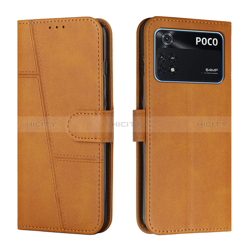 Coque Portefeuille Livre Cuir Etui Clapet Y01X pour Xiaomi Poco M4 Pro 4G Brun Clair Plus