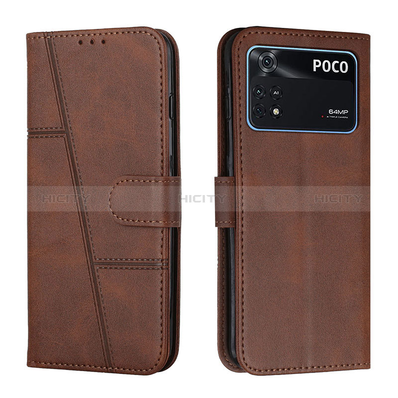 Coque Portefeuille Livre Cuir Etui Clapet Y01X pour Xiaomi Poco M4 Pro 4G Marron Plus