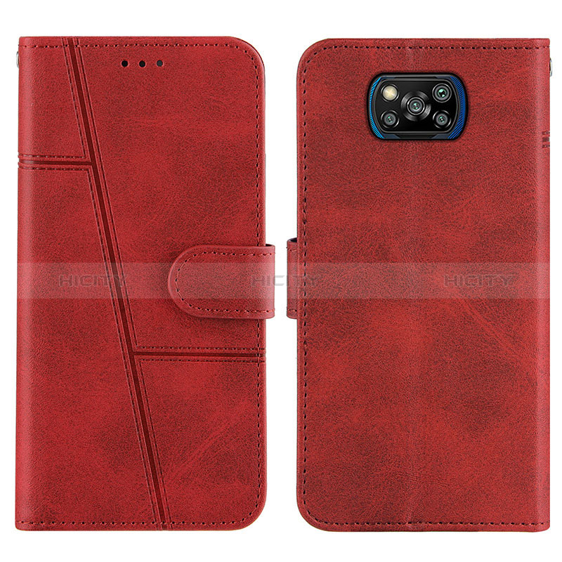 Coque Portefeuille Livre Cuir Etui Clapet Y01X pour Xiaomi Poco X3 NFC Rouge Plus