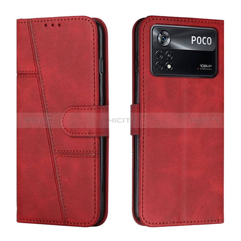 Coque Portefeuille Livre Cuir Etui Clapet Y01X pour Xiaomi Poco X4 Pro 5G Rouge Plus