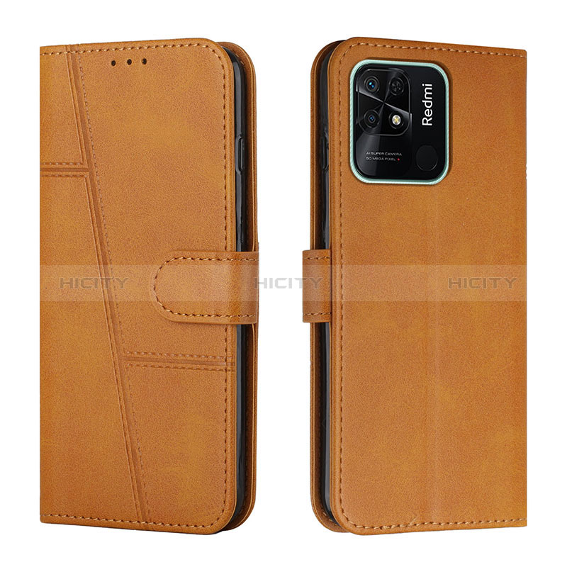 Coque Portefeuille Livre Cuir Etui Clapet Y01X pour Xiaomi Redmi 10 India Brun Clair Plus