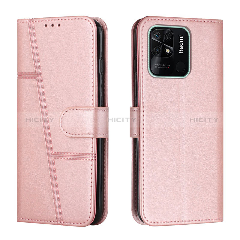 Coque Portefeuille Livre Cuir Etui Clapet Y01X pour Xiaomi Redmi 10 India Or Rose Plus