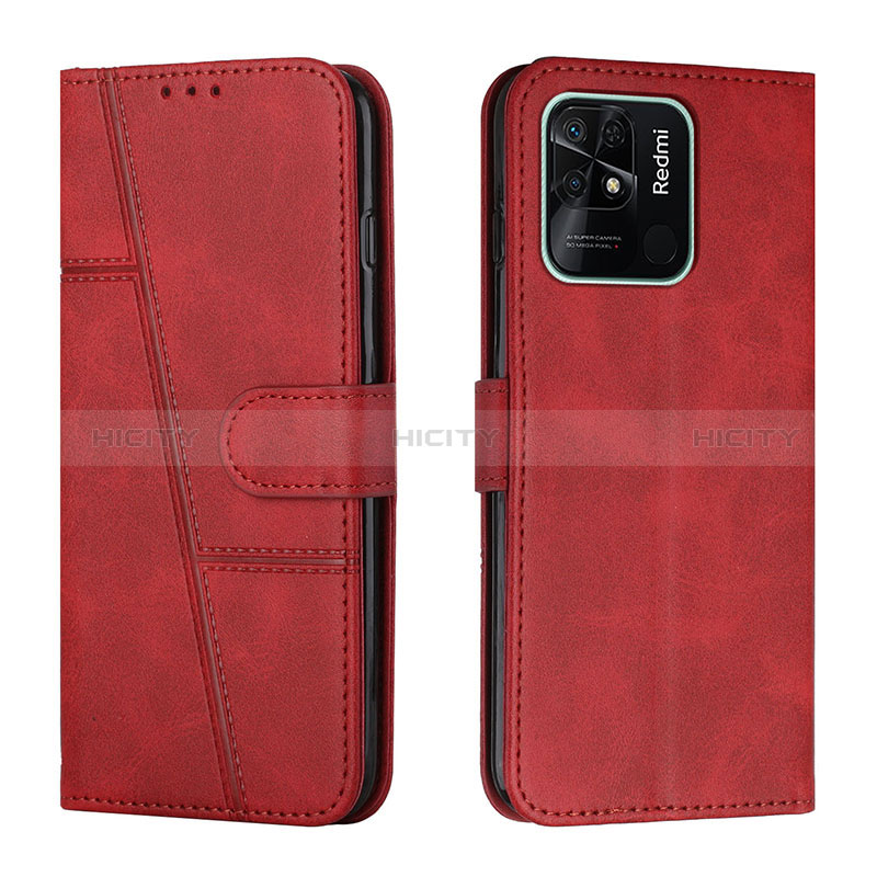 Coque Portefeuille Livre Cuir Etui Clapet Y01X pour Xiaomi Redmi 10 India Rouge Plus