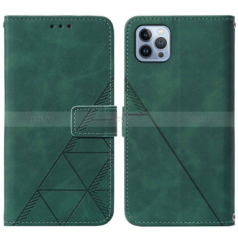 Coque Portefeuille Livre Cuir Etui Clapet Y02B pour Apple iPhone 14 Pro Max Vert Plus