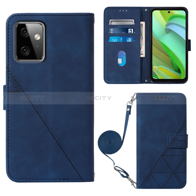 Coque Portefeuille Livre Cuir Etui Clapet Y02B pour Motorola Moto G Power 5G (2023) Bleu Plus