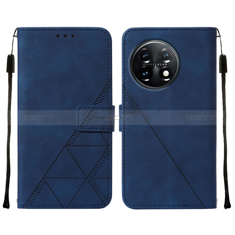 Coque Portefeuille Livre Cuir Etui Clapet Y02B pour OnePlus 11 5G Bleu Plus