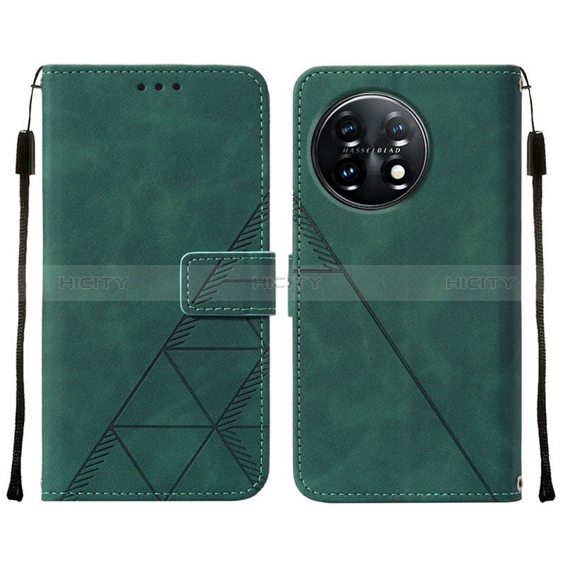 Coque Portefeuille Livre Cuir Etui Clapet Y02B pour OnePlus 11 5G Vert Plus