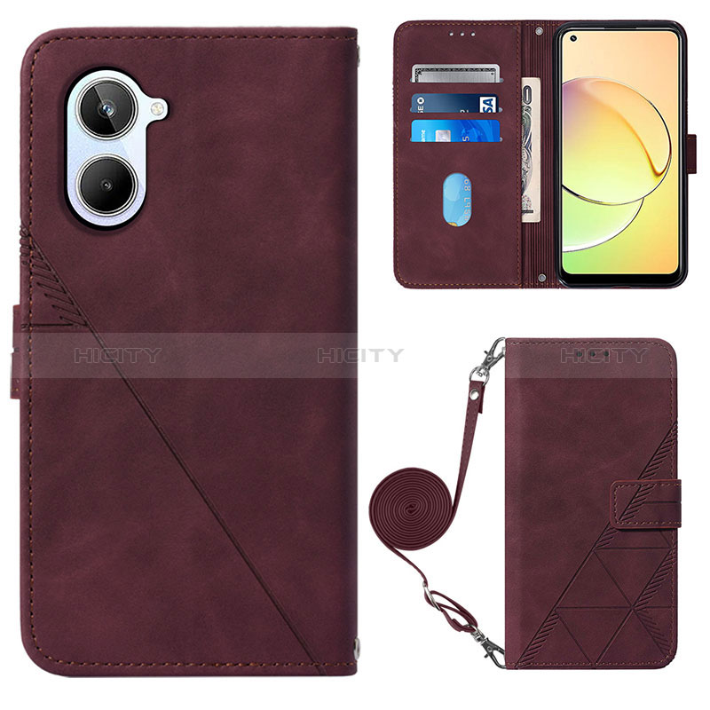 Coque Portefeuille Livre Cuir Etui Clapet Y02B pour Realme 10 4G Rouge Plus