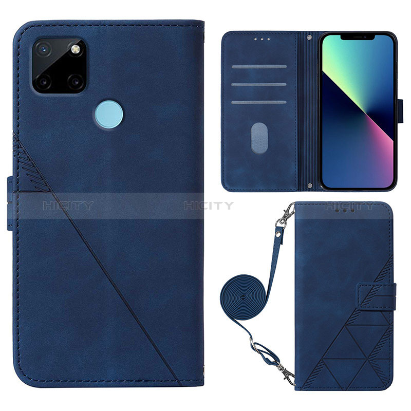 Coque Portefeuille Livre Cuir Etui Clapet Y02B pour Realme C21Y Bleu Plus