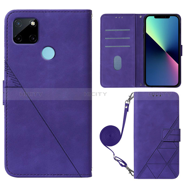 Coque Portefeuille Livre Cuir Etui Clapet Y02B pour Realme C21Y Violet Plus