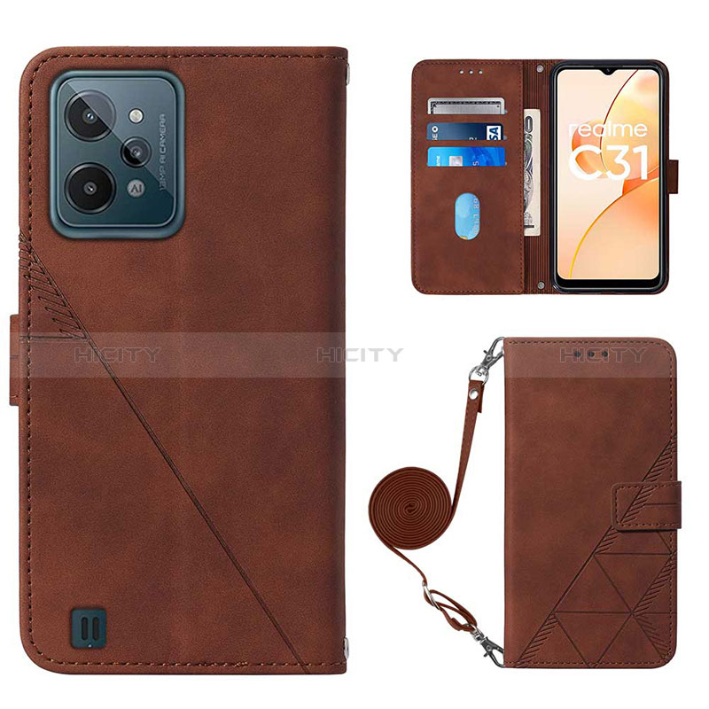 Coque Portefeuille Livre Cuir Etui Clapet Y02B pour Realme C31 Marron Plus