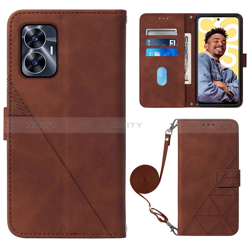 Coque Portefeuille Livre Cuir Etui Clapet Y02B pour Realme C55 Marron Plus