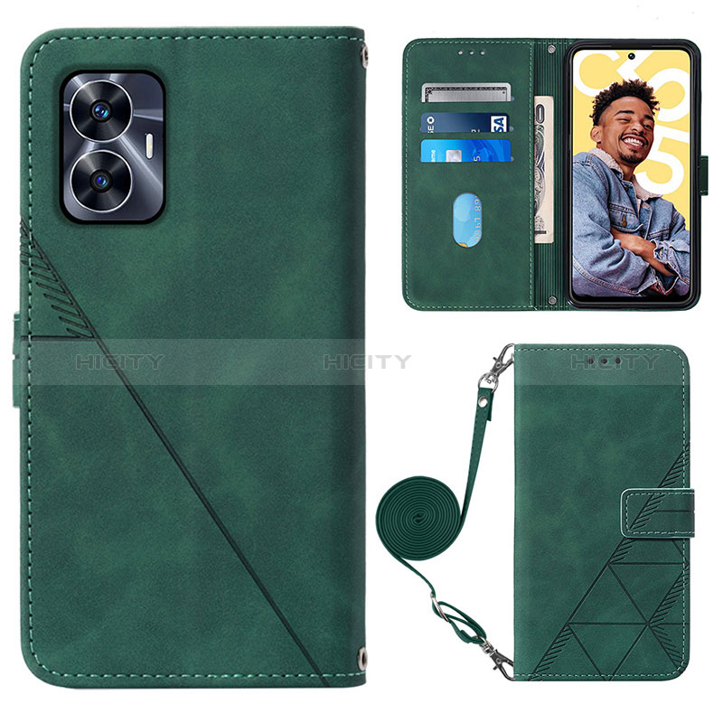 Coque Portefeuille Livre Cuir Etui Clapet Y02B pour Realme C55 Vert Plus