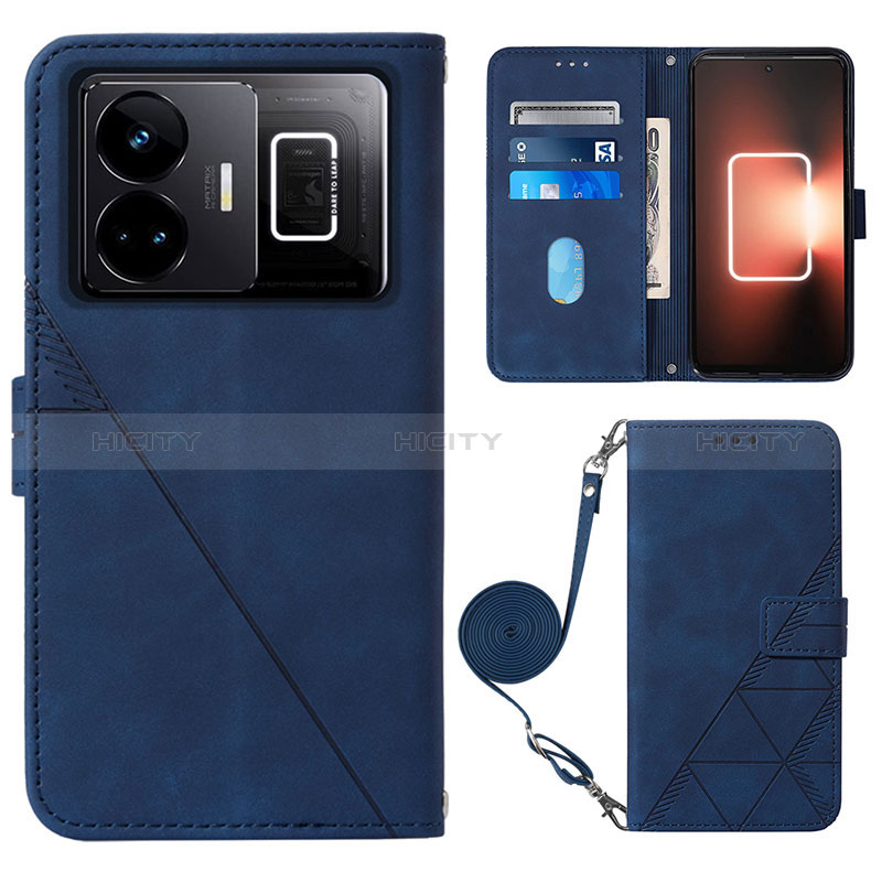 Coque Portefeuille Livre Cuir Etui Clapet Y02B pour Realme GT Neo5 240W 5G Bleu Plus