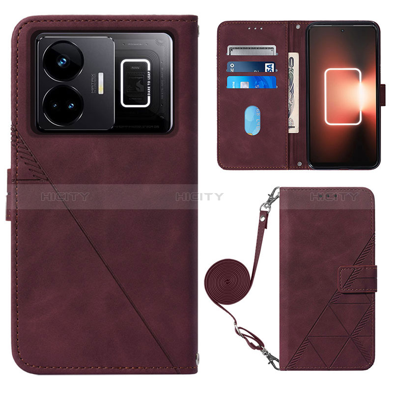 Coque Portefeuille Livre Cuir Etui Clapet Y02B pour Realme GT Neo5 240W 5G Rouge Plus