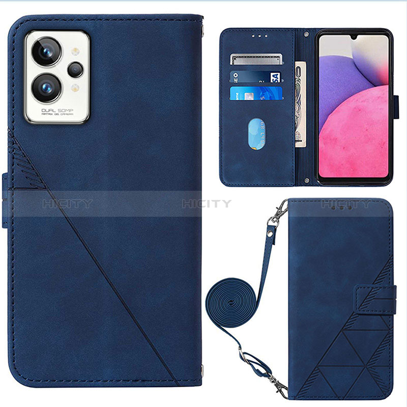 Coque Portefeuille Livre Cuir Etui Clapet Y02B pour Realme GT2 Pro 5G Bleu Plus