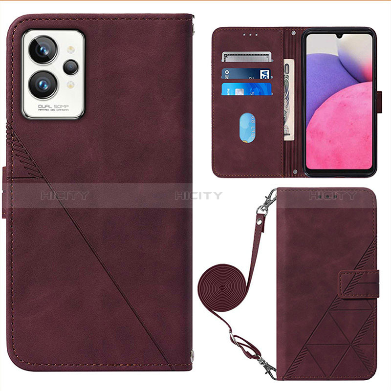 Coque Portefeuille Livre Cuir Etui Clapet Y02B pour Realme GT2 Pro 5G Rouge Plus