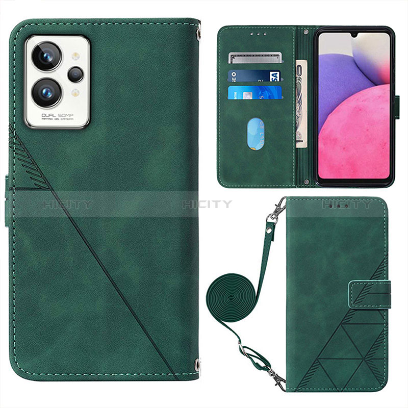 Coque Portefeuille Livre Cuir Etui Clapet Y02B pour Realme GT2 Pro 5G Vert Plus