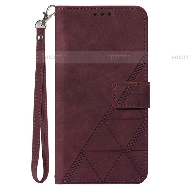 Coque Portefeuille Livre Cuir Etui Clapet Y02B pour Samsung Galaxy A73 5G Vin Rouge Plus