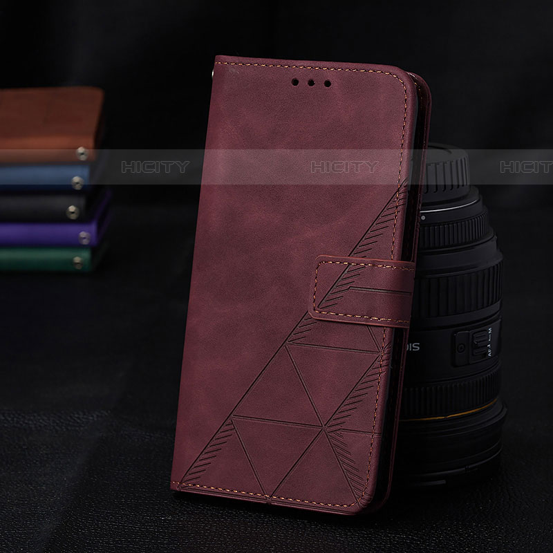 Coque Portefeuille Livre Cuir Etui Clapet Y02B pour Samsung Galaxy F22 4G Vin Rouge Plus
