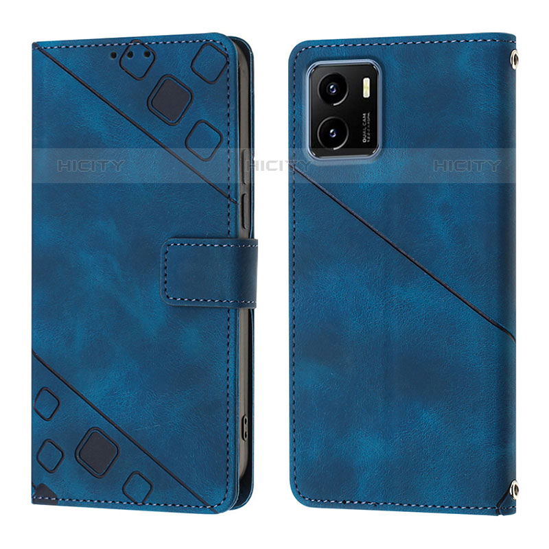 Coque Portefeuille Livre Cuir Etui Clapet Y02B pour Vivo iQOO U5x Bleu Plus