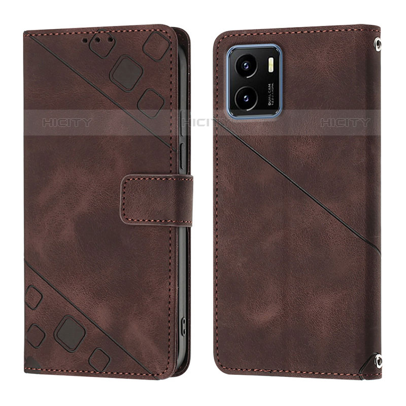 Coque Portefeuille Livre Cuir Etui Clapet Y02B pour Vivo iQOO U5x Marron Plus