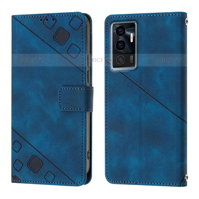 Coque Portefeuille Livre Cuir Etui Clapet Y02B pour Vivo V23e 5G Bleu Plus