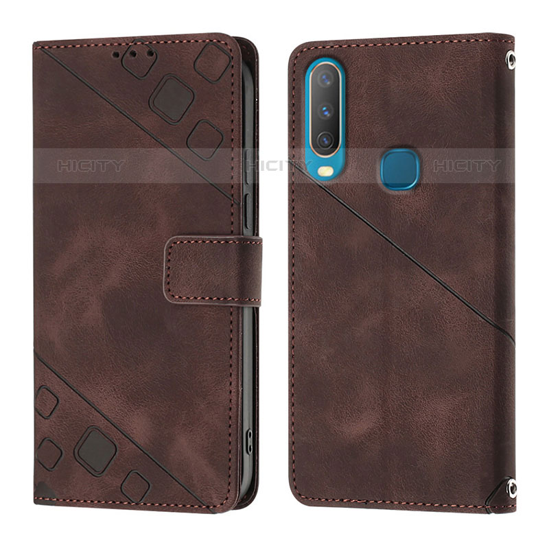 Coque Portefeuille Livre Cuir Etui Clapet Y02B pour Vivo Y11 Marron Plus