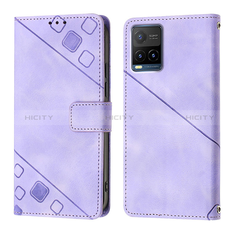 Coque Portefeuille Livre Cuir Etui Clapet Y02B pour Vivo Y21 Violet Clair Plus