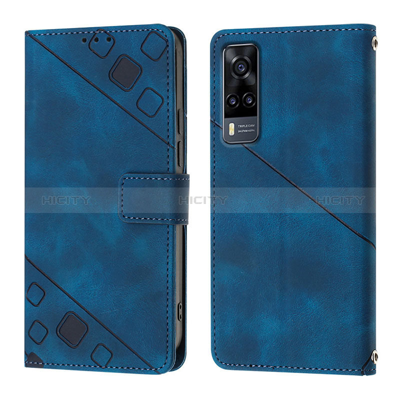 Coque Portefeuille Livre Cuir Etui Clapet Y02B pour Vivo Y31 (2021) Bleu Plus