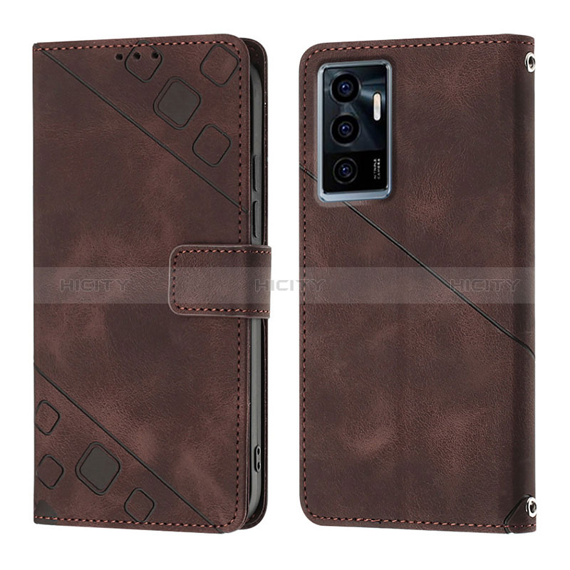 Coque Portefeuille Livre Cuir Etui Clapet Y02B pour Vivo Y75 4G Marron Plus