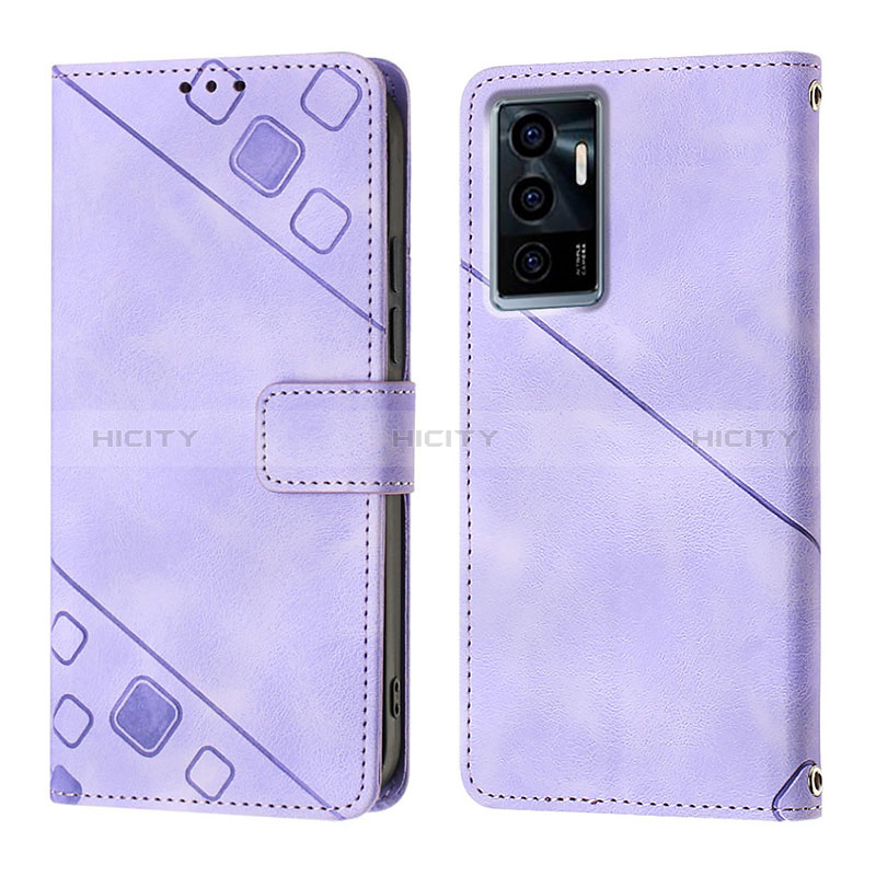 Coque Portefeuille Livre Cuir Etui Clapet Y02B pour Vivo Y75 4G Violet Clair Plus