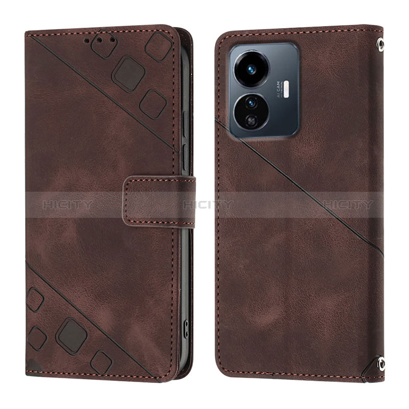 Coque Portefeuille Livre Cuir Etui Clapet Y02B pour Vivo Y77 5G Marron Plus